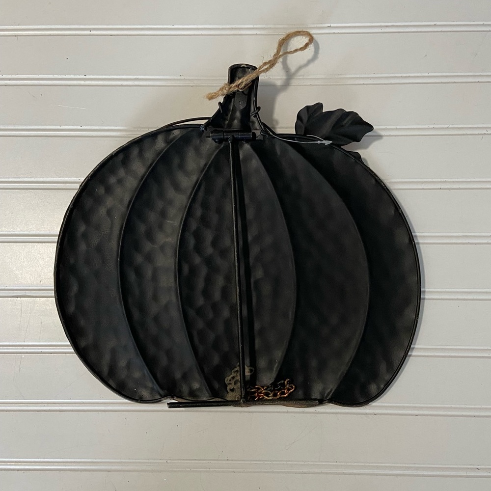 Pair of Copper Color Metal Pumpkin Wall Hanging/Table Top Deco 13 W x 12 H New - Picture 5 of 5